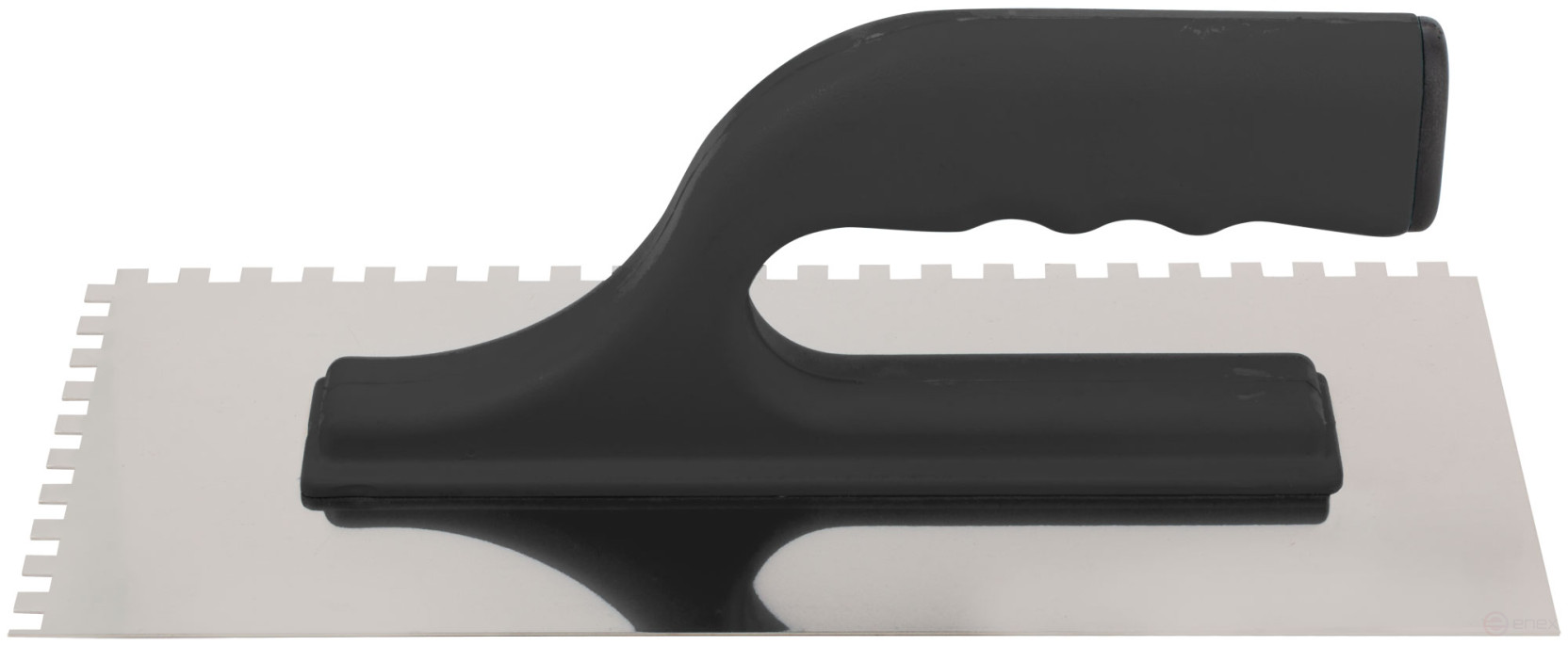 Toothed trowel 6 x 6, stainless steel, 270 x 130 mm, plastic handle