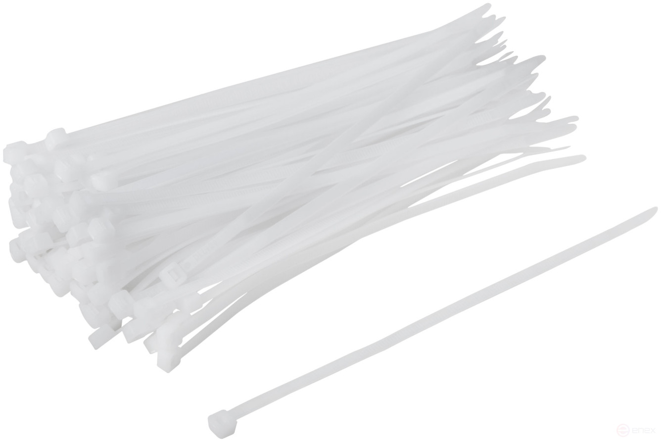 Хомуты нейлоновые для проводов, белые 100 шт., 4,8х200 мм