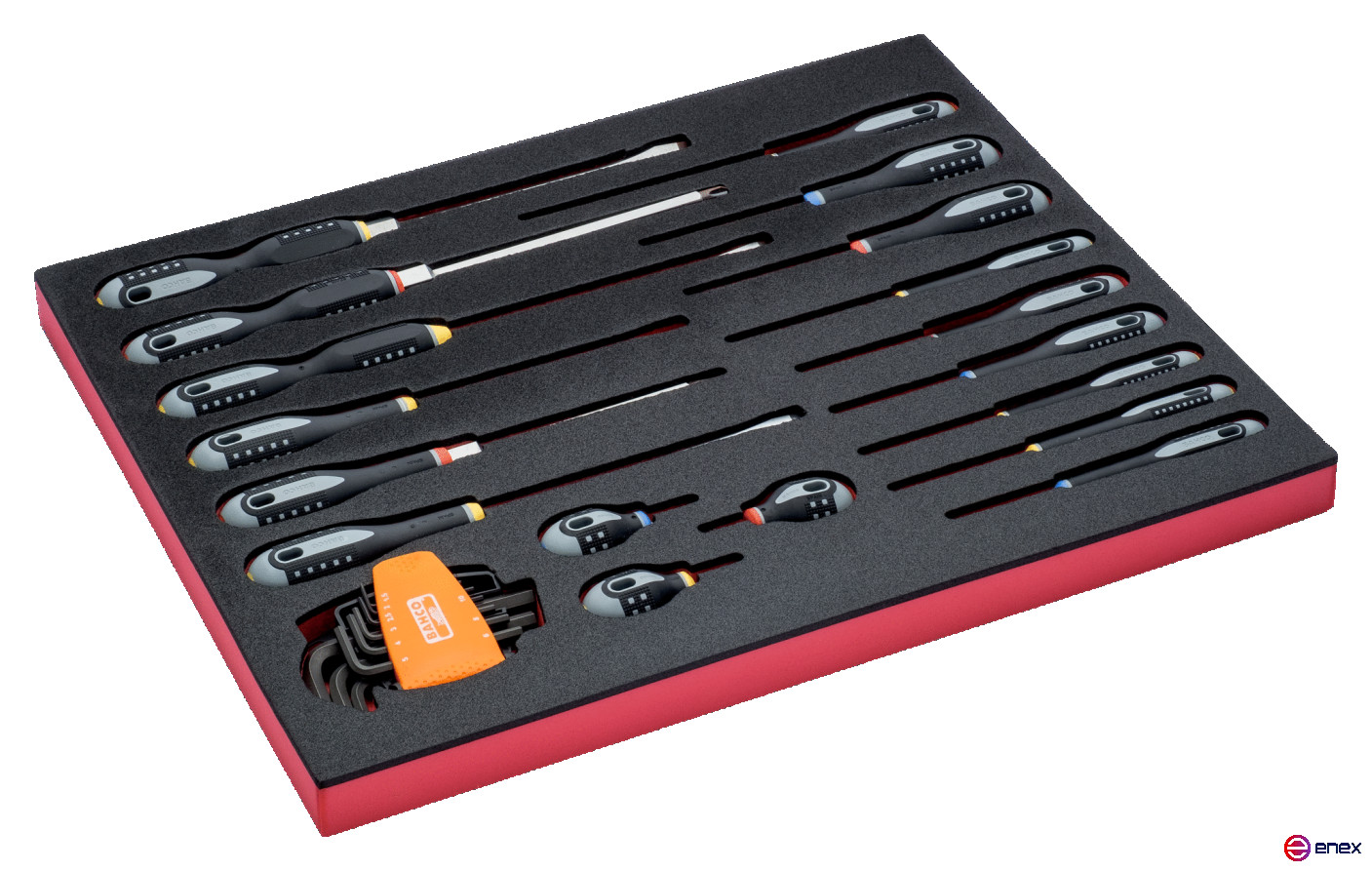 Fit&Go Set of slotted screwdrivers /Phillips/Pozidriv/hexagons in a bed, 27 pcs