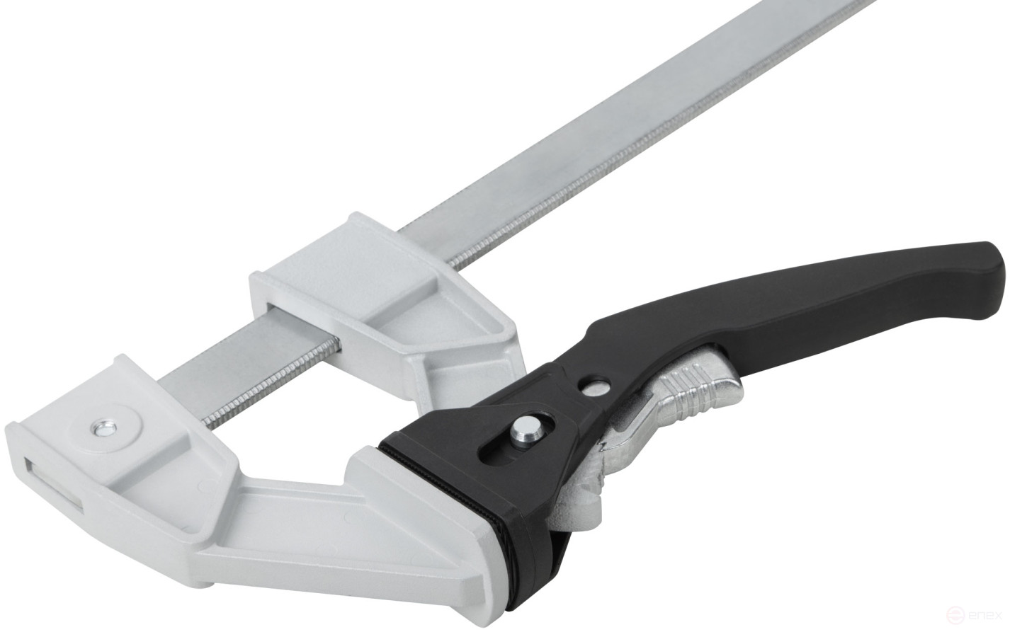 Струбцина рычажная быстрозажимная, усилие сжатия 200 кг, рычажный храповый механизм, металлический корпус, Профи, 90 х 200 мм