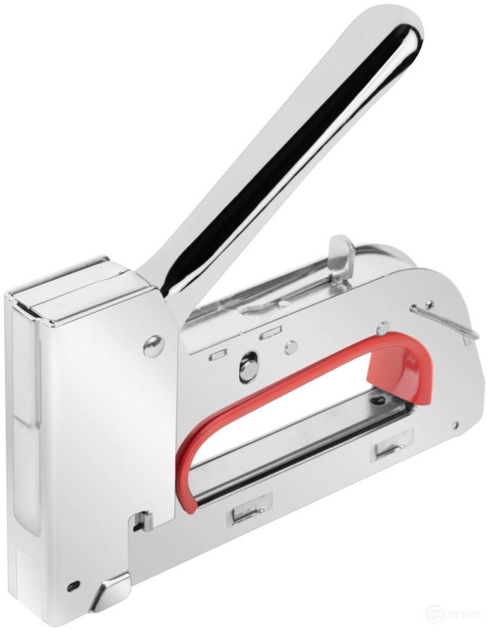 Stapler for narrow staples "type 53" 4-14 mm, 2 impact force positions, spring mechanism, metal housing