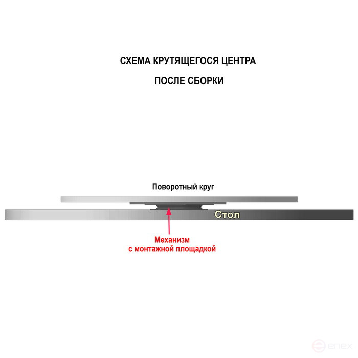 The mechanism with a mounting platform is quiet for a turntable or platform d 40-100 cm with a load of up to 100 kg
