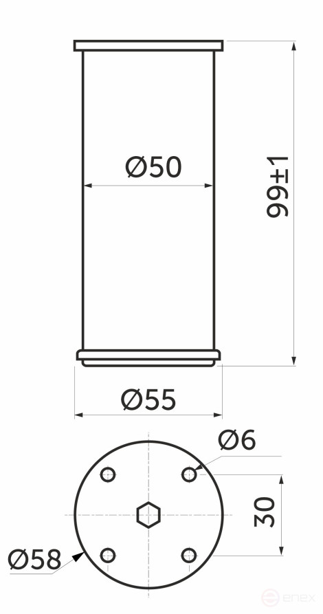 Опора меб. алюм. D-867 h100 мат.хром AKS