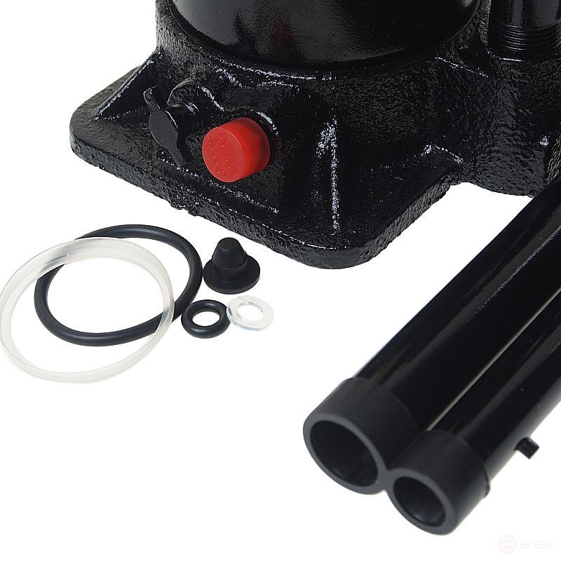 Домкрат гидравлический ER-80121 бутылочный с клапаном 12т, ремкомплект (выс. подъема 235-445мм) ЭВРИКА /1/2