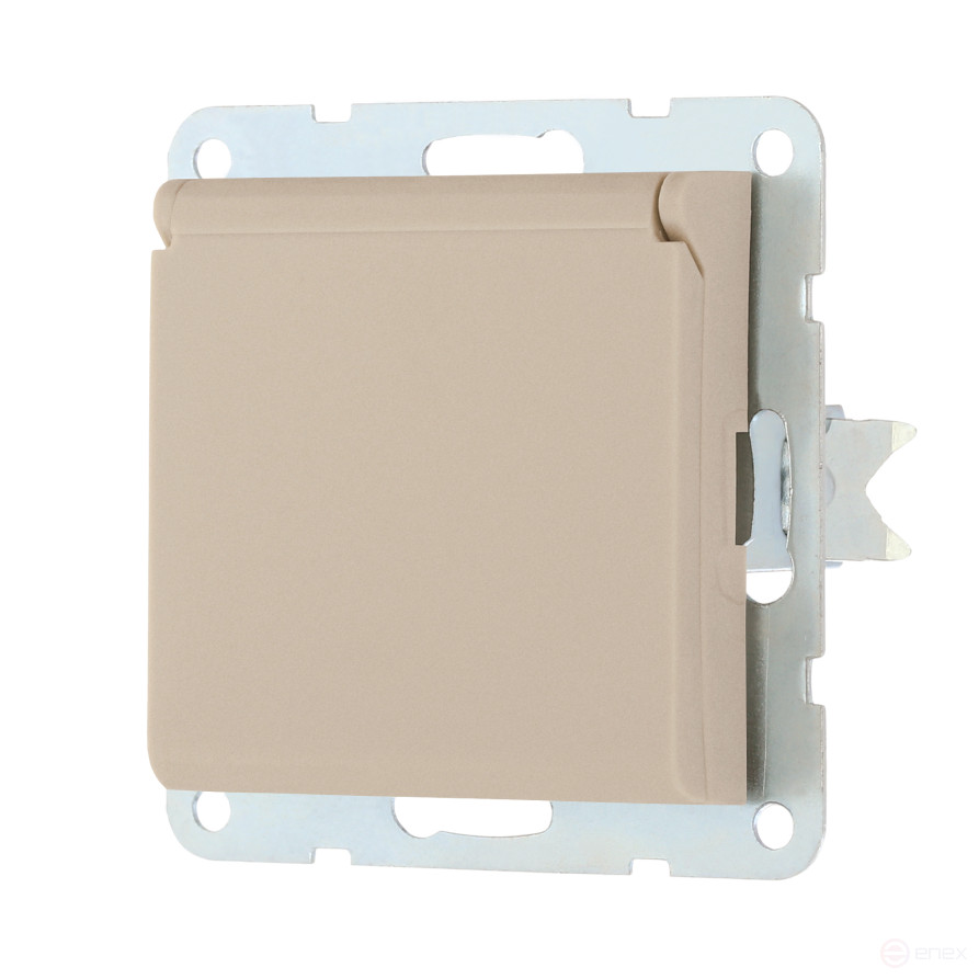 Socket with A/c, blinds and lid (champagne) LK80