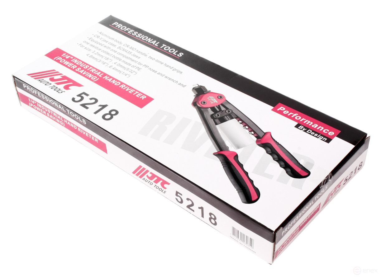 Заклепочник 325мм 3.2,4,4.8,6.4мм ручной вытяжной с контейнером для сбора стержней JTC