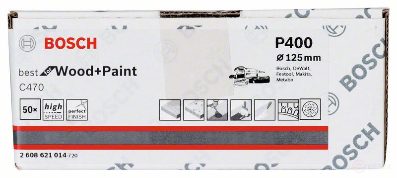 Шлифлист C470, в упаковке 50 шт. 125 mm, 400, 2608621014
