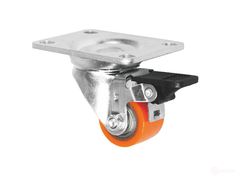 Hardware wheel support d.35 mm rotatable with brake and reinforced panel