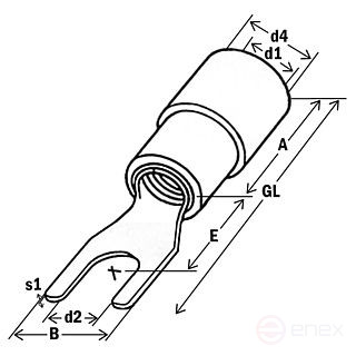 Compression cable tip with plug, insulated (HVI) 10 M6 (pack.100 pcs)