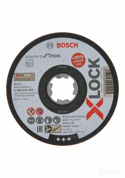 X-LOCK Standard for Inox 115 x 1,6 мм T41 115 x 1.6 x 22.23 mm, WA 60 T BF