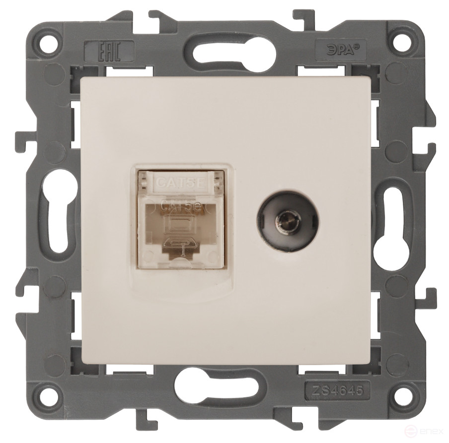 Розетка ЭРА Elegance 14-3110-02 RJ45+TV IP20 слоновая кость
