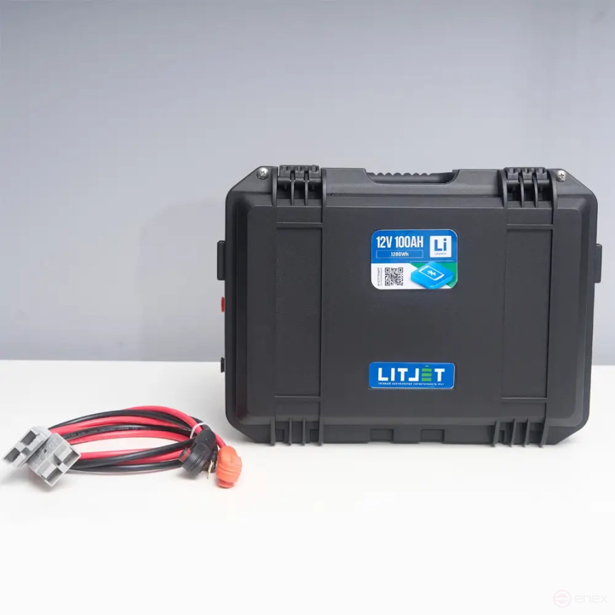 Литиевый аккумулятор тяговый LITJET SMART LiFePO4 12V 100Ah 1280Wh in strongcase с Bluetooth