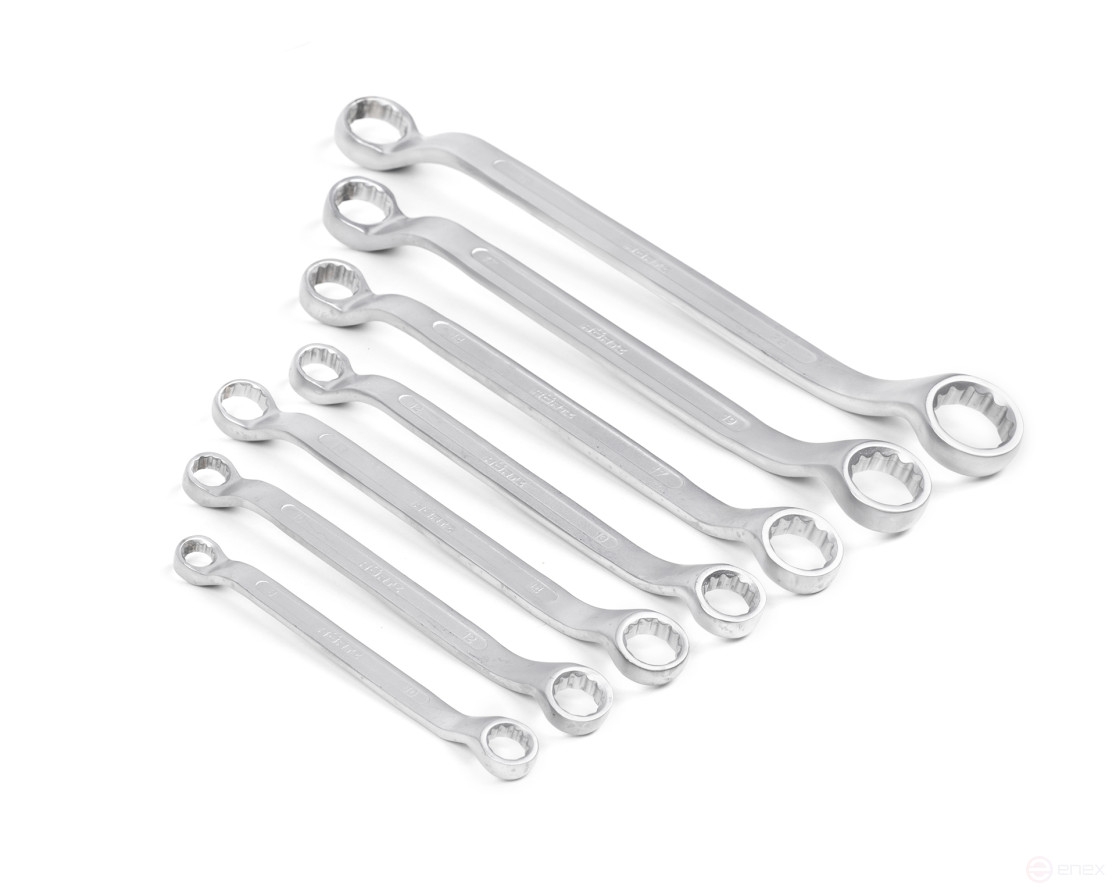 Набор ключей накидных двусторонних 7 шт. (8-22) сатин финиш HORTZ