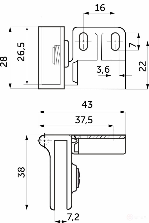 Loop for glass impassable left+right chrome AKS