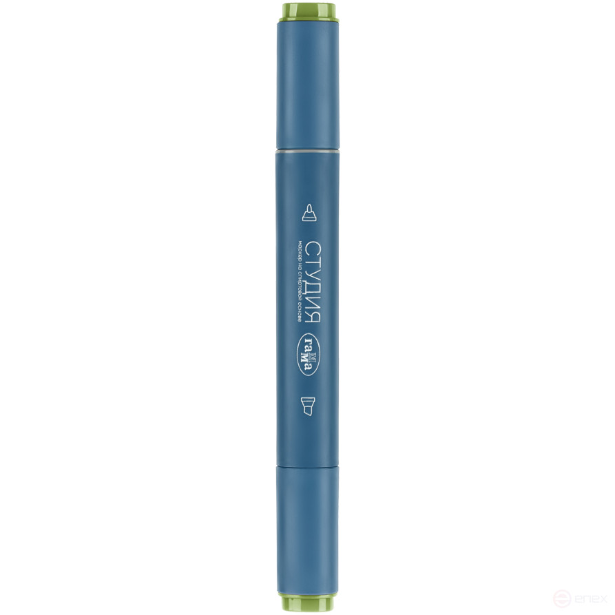 Маркер двусторонний для скетчинга Гамма "Студия", оливковый, корпус трехгранный, пулевид./клиновид. наконечники