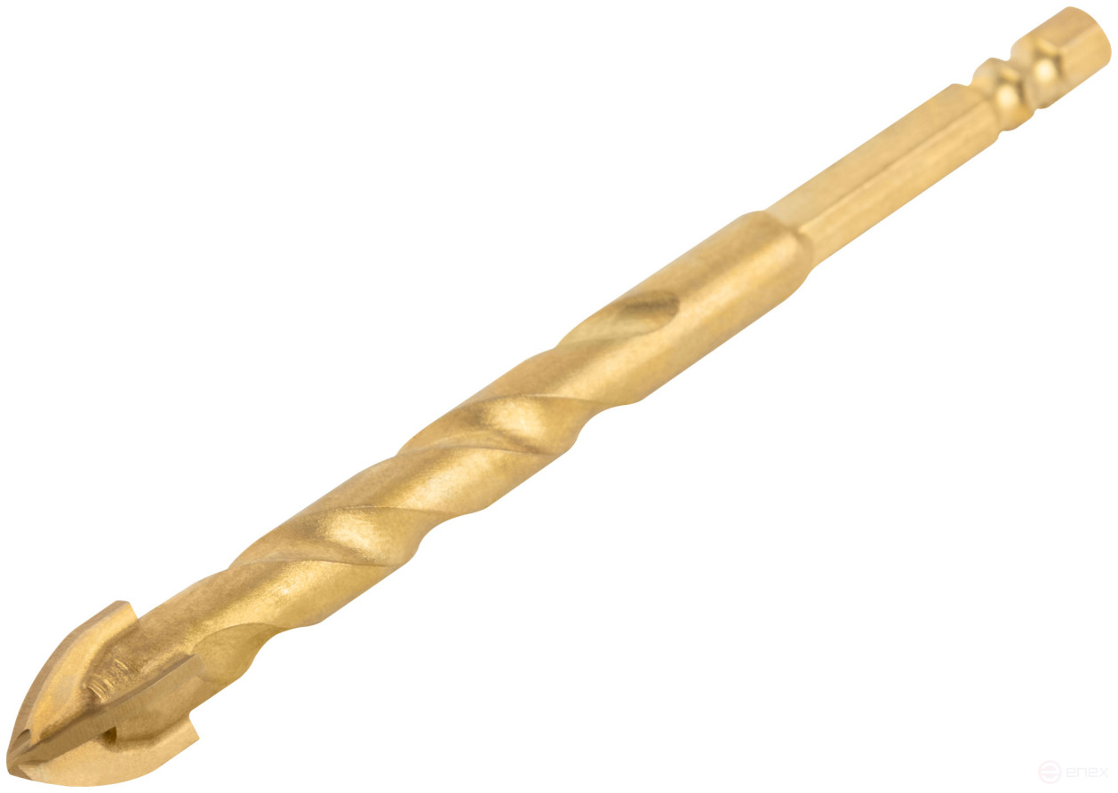 Сверло универсальное, 4 режущие кромки, титановое покрытие, шестигранный U-хвостовик под биту, 12х120 мм