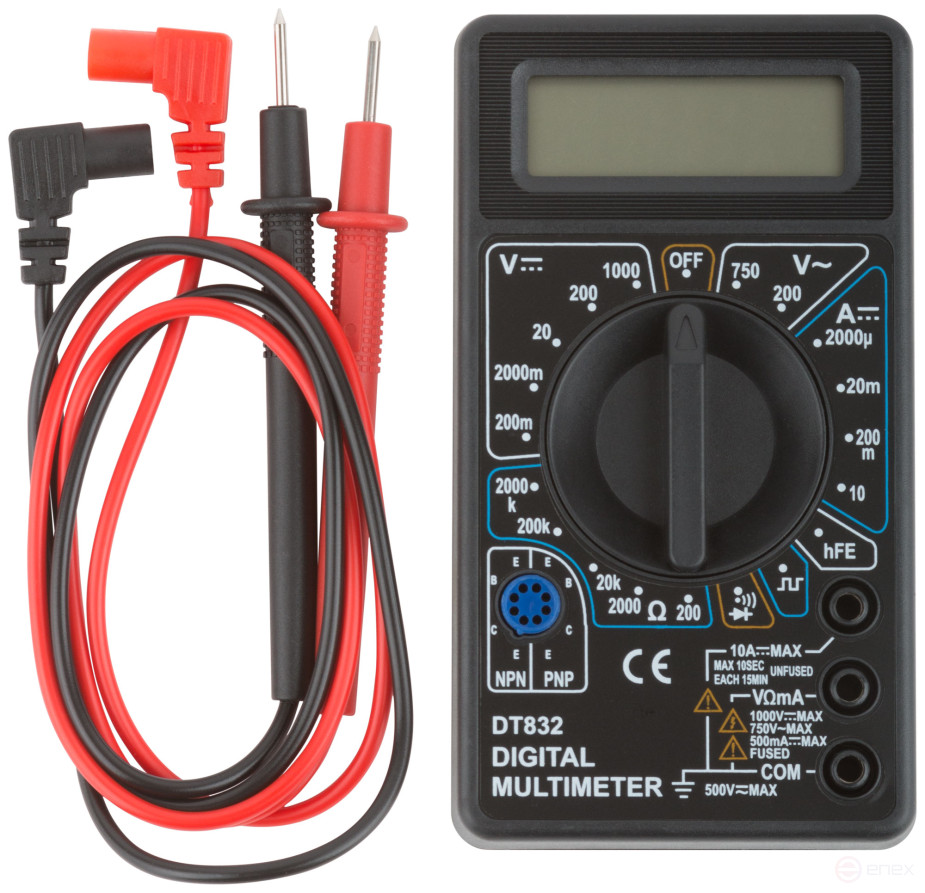 Multimeter 0.1 mV-1000 V; 0.1 V-750 V; 1 µA-10 A; 0.1 Ohm-2 mOhm; box
