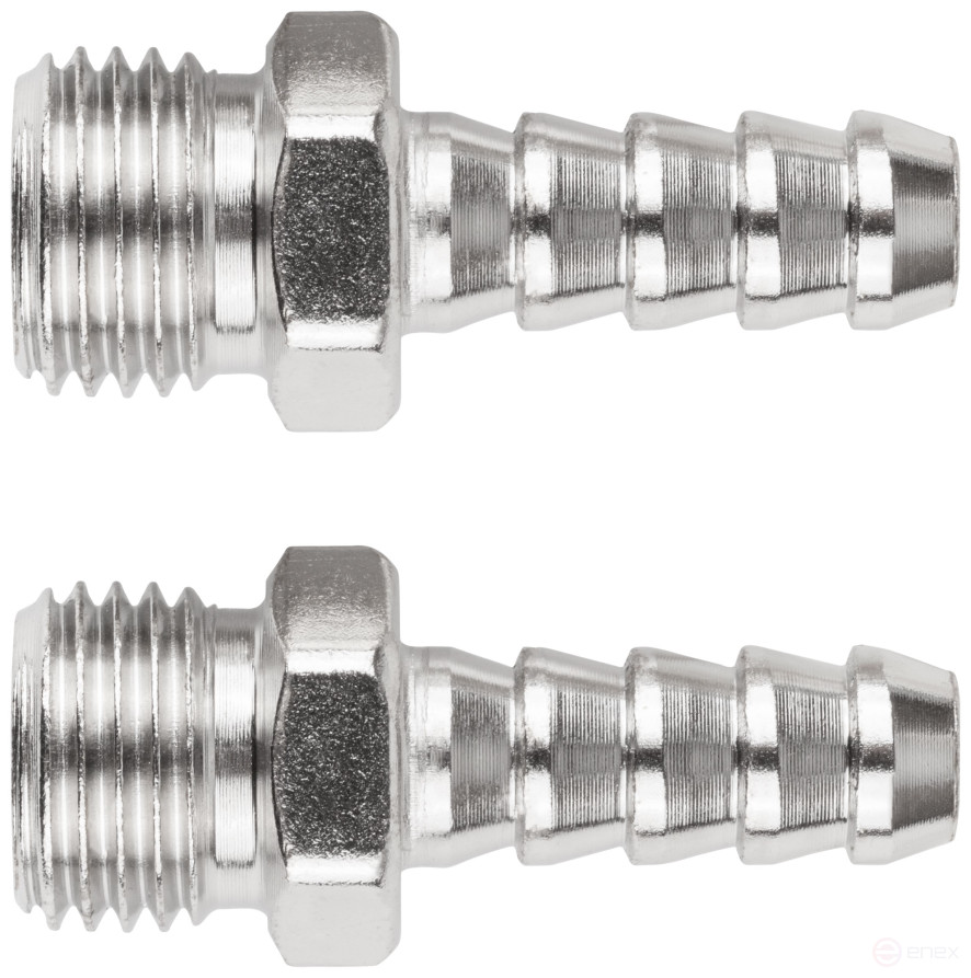 Herringbone connector adapters 8 mm - 1/4" external thread, 2 pcs.
