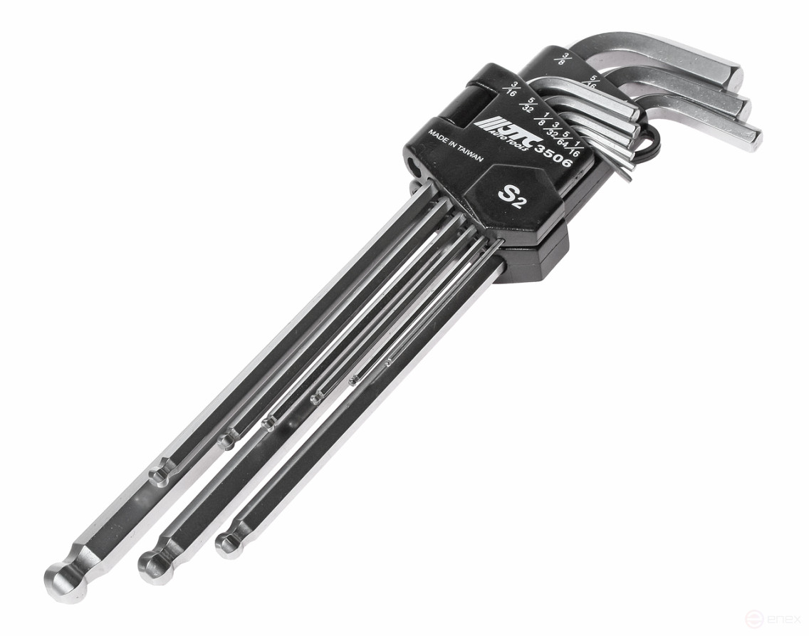 Hexagon Wrench Set 1/16-3/8" Elongated with Ball 9 Pieces JTC