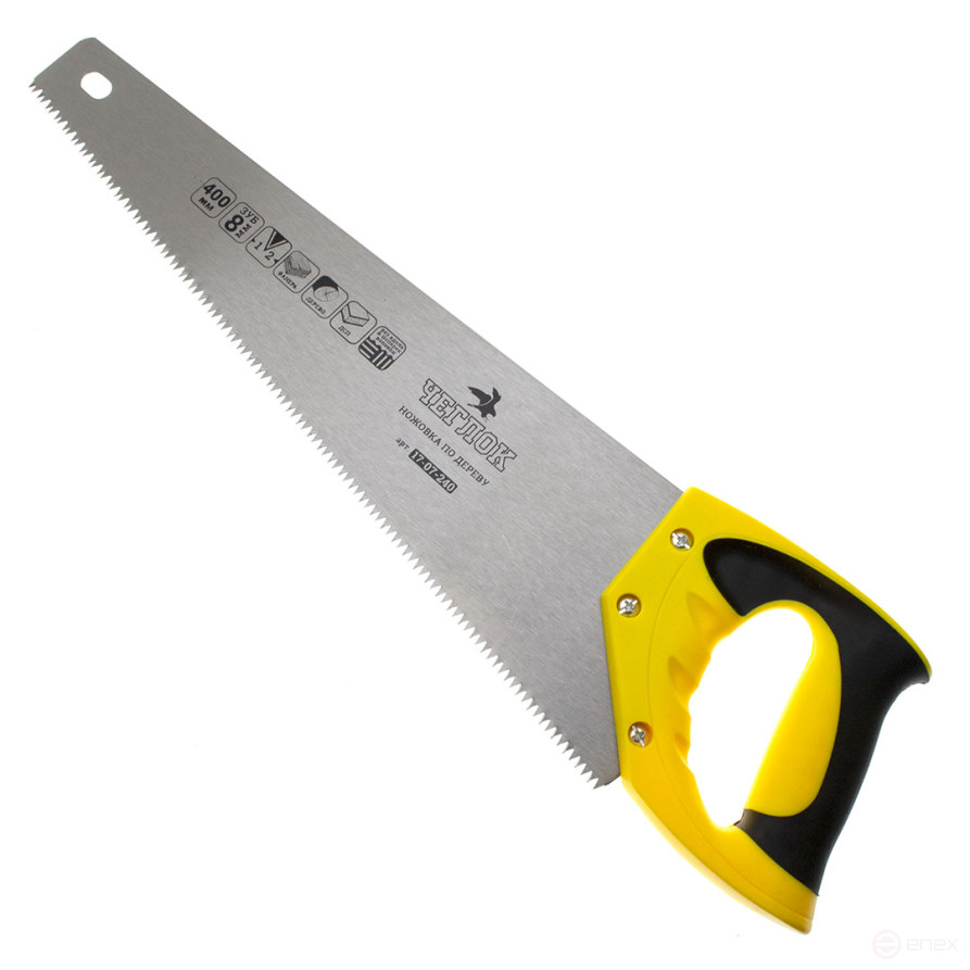 Ножовка по дереву 400мм 8TPI (средний зуб), 2D заточка, ЧЕГЛОК (6/60)