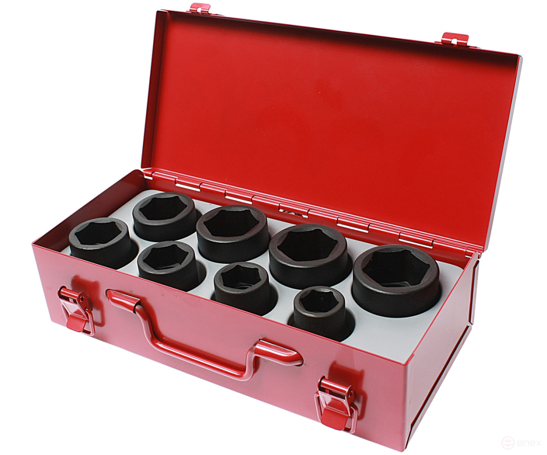 Набор головок торцевых 3/4" 6-ти гранных 21-38мм ударных 8 предметов в кейсе JTC
