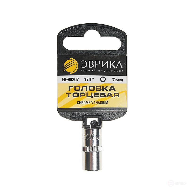 Головка торцевая 7мм 1/4" 6-гранная L=30мм (с держателем) ЭВРИКА ER-90207H 1/384