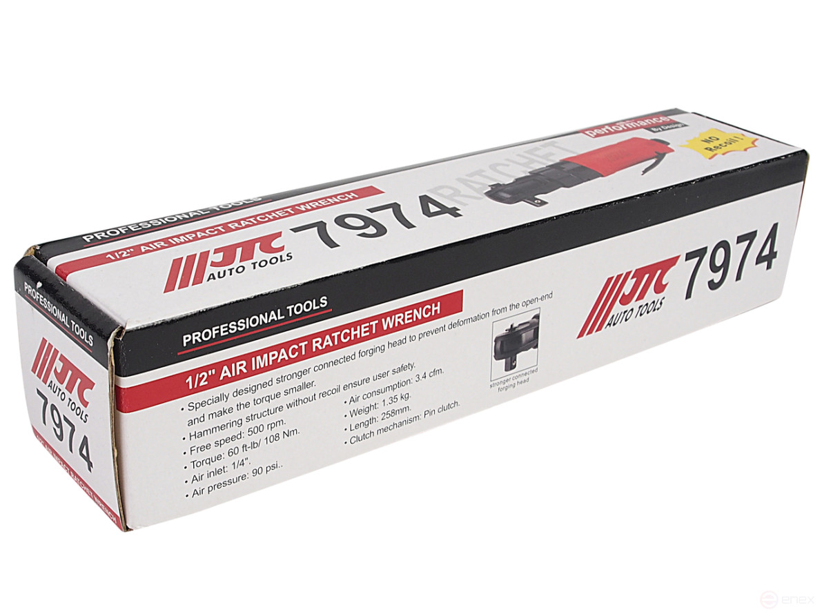 Ключ трещотка пневматический 1/2" 108Нм 90PSI 500об/мин. усиленная ударная JTC