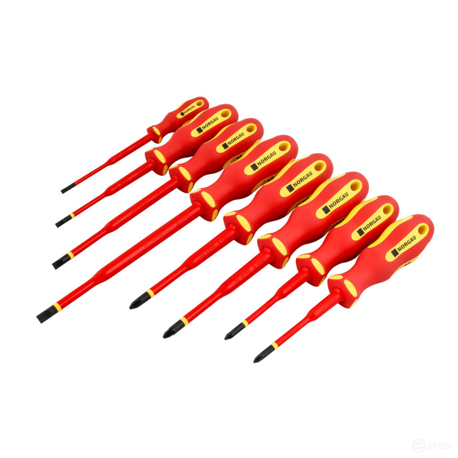 Set of dielectric screwdrivers NORGAU Industrial NBS172VDE-008, 8 pieces