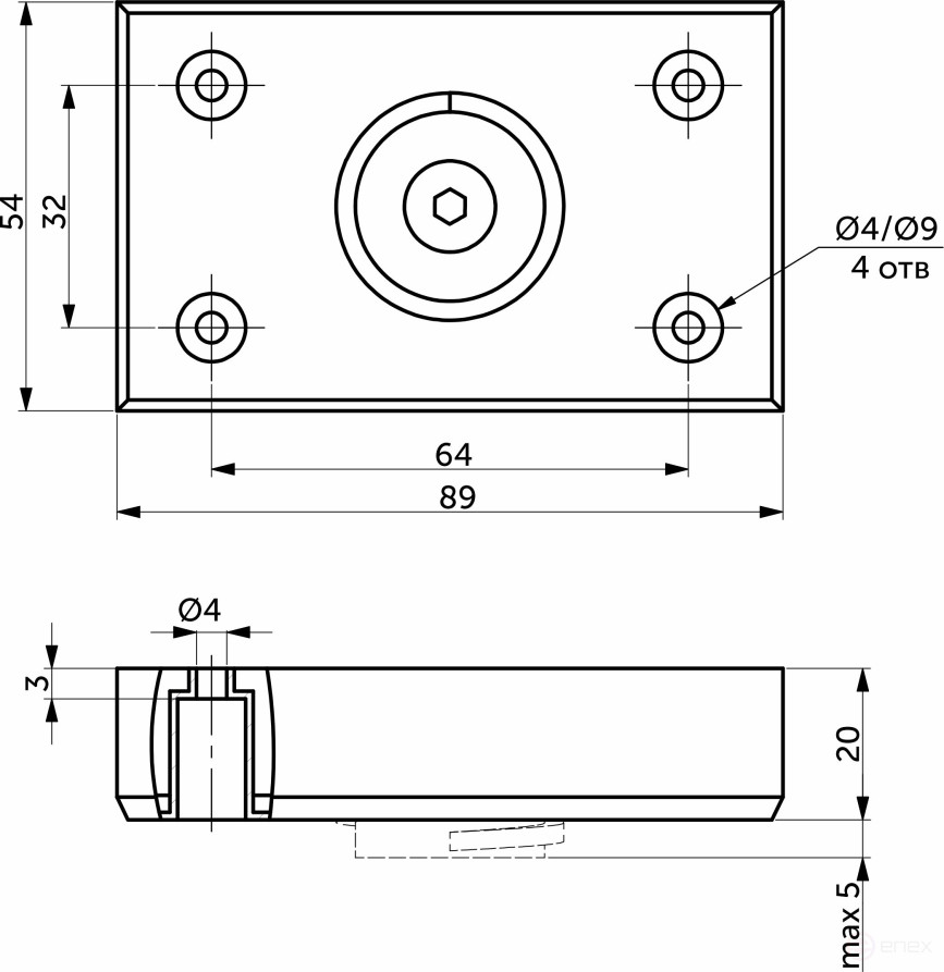 Опора меб. пласт. B-01 h20 регул. металлик AKS