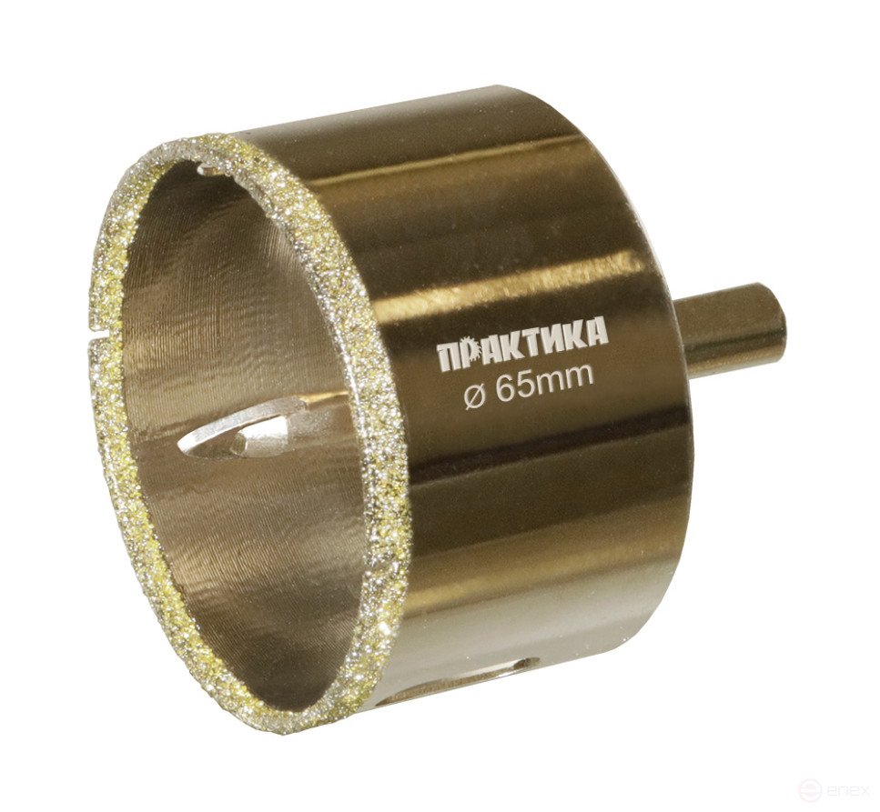 Коронка алмазная ПРАКТИКА "Профи" по керамограниту/керамике 65х70мм, пилотное сверло, (1шт) (917-705)