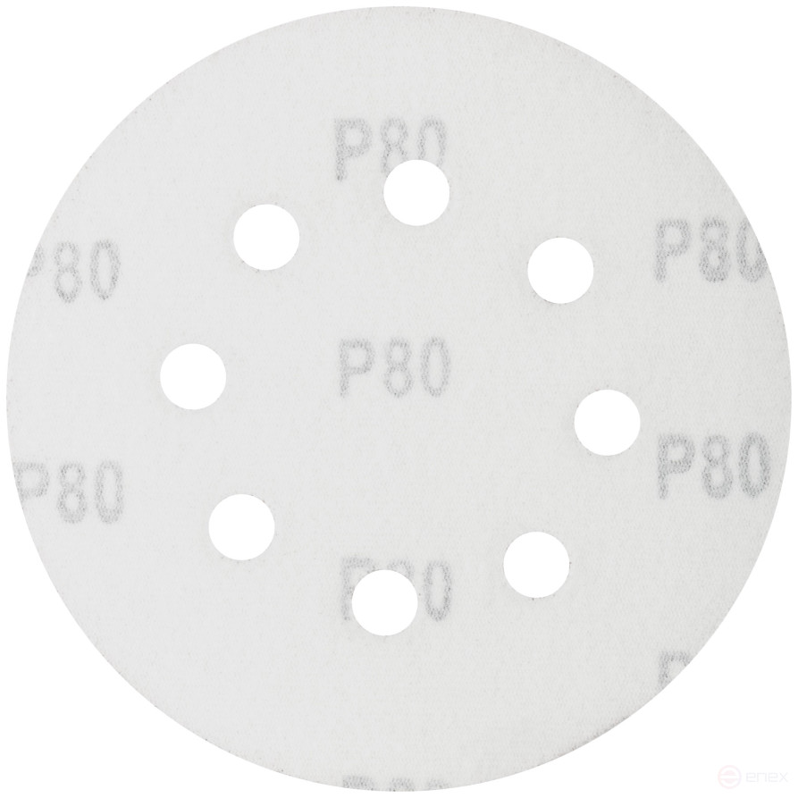 Круги шлифовальные с отверстиями (липучка), алюминий-оксидные, 125 мм, 5 шт. Р 80