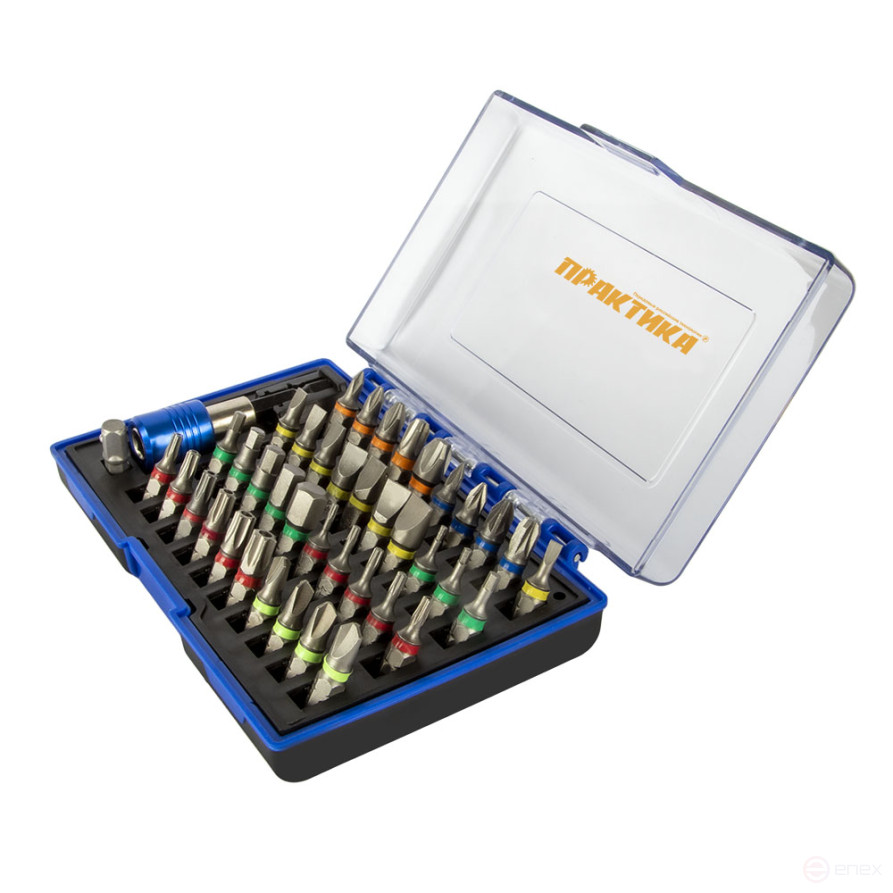 PRACTICE "Pro" Bit Set 42pcs, 25 mm, PH, PZ, SL, Hex, Torx, Tri-Wing, Holder 60 mm, (777-499)