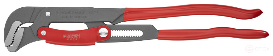 Pipe wrench 2", S-shaped thin sponges, with quick adjustment, Ø70 mm (2 3/4"), L-560 mm, gray, Cr-V