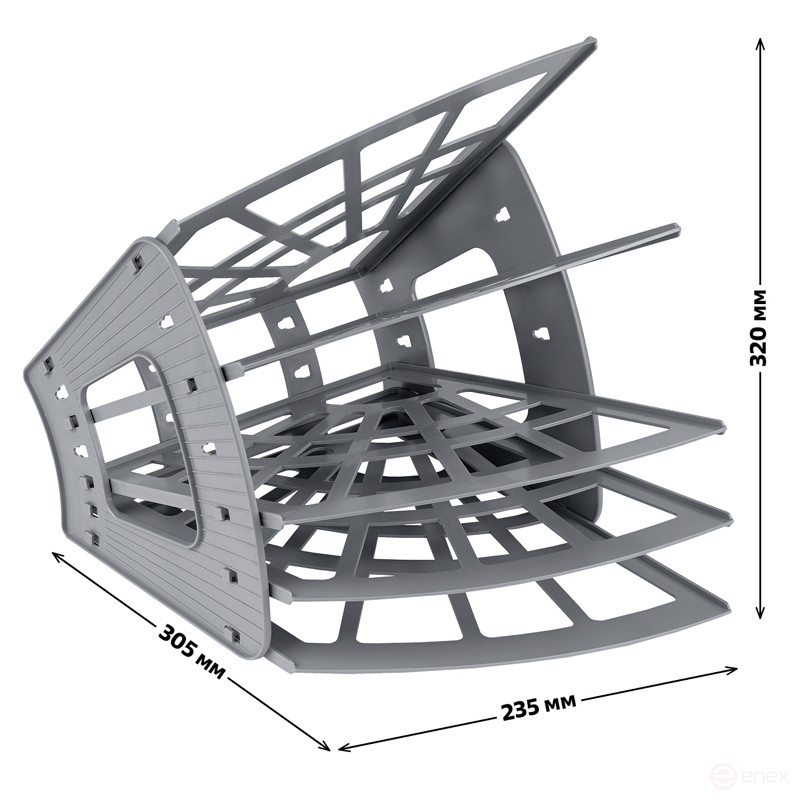 Лоток для бумаг веерный СТАММ "Эконом", 5-ти секционный, серый