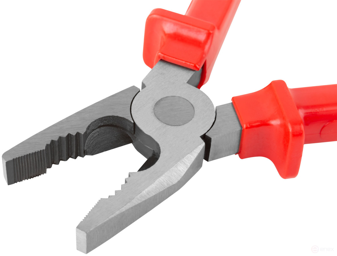 Light combination pliers, plastic handles, 180 mm polished steel