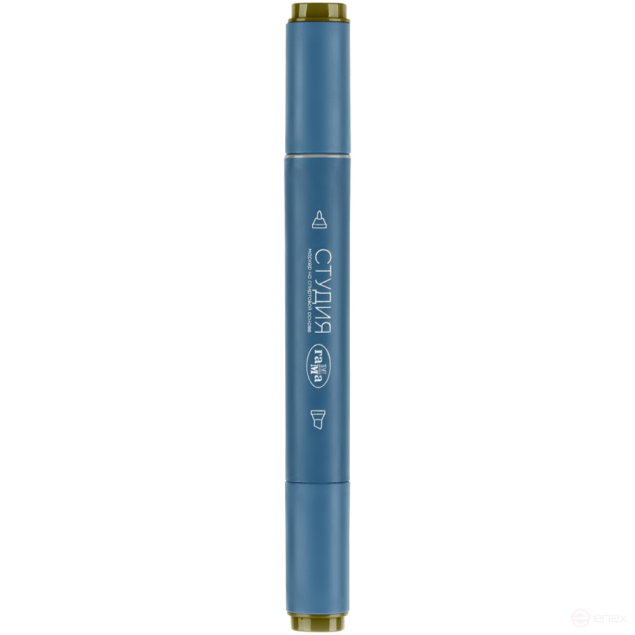 Маркер двусторонний для скетчинга Гамма "Студия", болотный темный, корпус трехгранный, пулевид./клиновид. наконечники