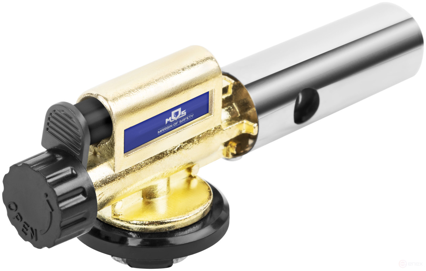 Gas burner for collet cylinder, metal housing, with piezo ignition, ceramic.insulator, nozzle 22 mm