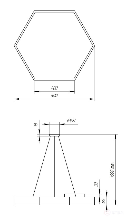 Светильник LED ЭРА Geometria SPO-122-B-40K-066 Hexagon 66Вт 4000К 5300Лм IP40 800*800*80 черный подвесной