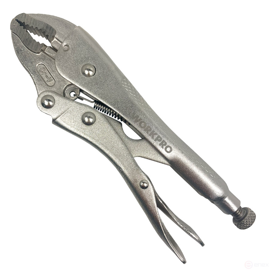 Locking pliers with curved clips 180mm CR-V prof WP231058 WORKPRO