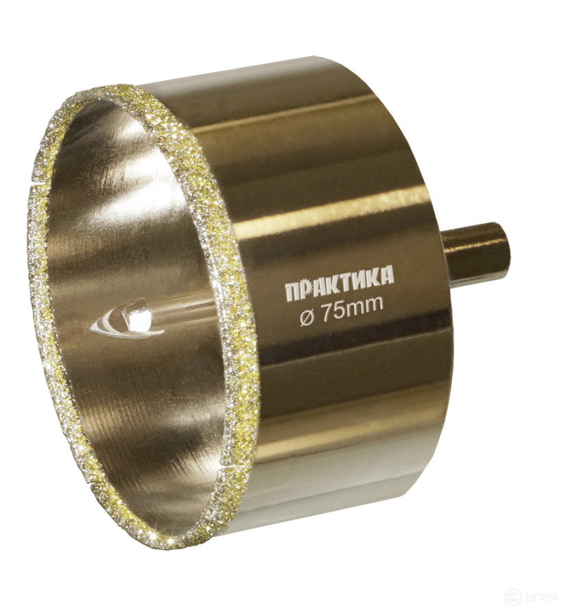 Коронка алмазная ПРАКТИКА "Профи" по керамограниту/керамике 75х70мм, пилотное сверло, (1шт) (917-729)