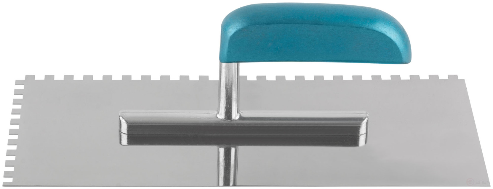 Stainless steel ironer with wooden handle, 280x130 mm toothed, tooth 6x6 mm