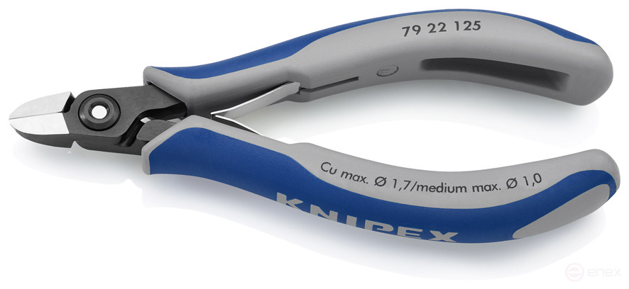 Бокорезы прециз., круглая головка, без фаски, рез: провол. мягк. Ø 0.1 - 1.7 мм, ср. Ø 1 мм, L-125 мм, чёрн.