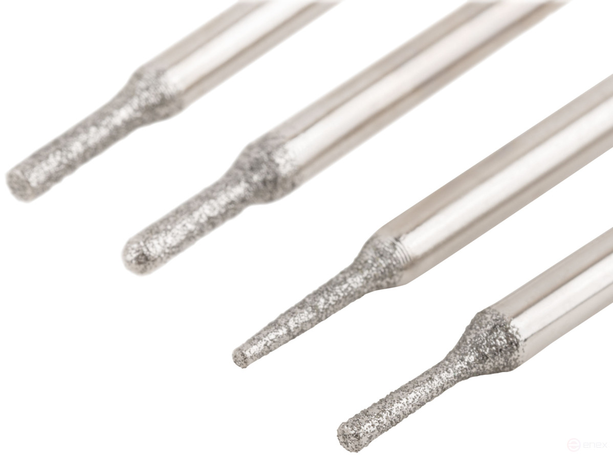 Шарошки, усиленная сталь с алмазным напылением, штифт диам. 3 мм, 20 шт.