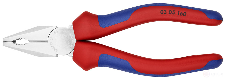 Плоскогубцы комб., рез: провол. ср. Ø 3.1 мм, твёрд. Ø 2 мм, кабель Ø 10 мм (16 мм²), L-160 мм, хром, 2-к ручки