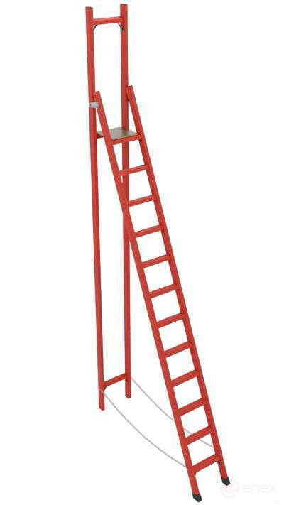 SVD-3.0T with vertical support dielectric fiberglass stepladder, Telecom, h=3950mm, working area h=3000mm, step 12