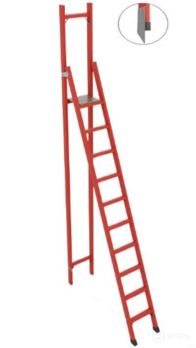 SSV-3.9M fiberglass stepladder with vertical support, metal ends (Soft ground), h=4270mm, h of the working platform=3100mm, step 10
