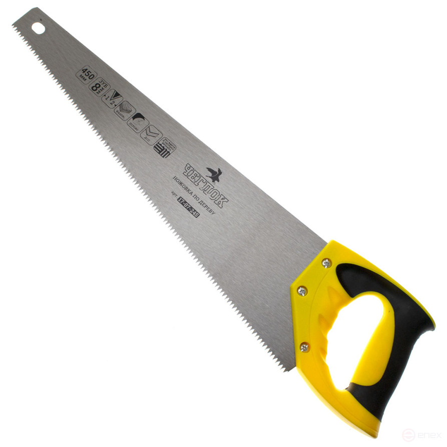 Ножовка по дереву 450мм 8TPI (средний зуб), 2D заточка, ЧЕГЛОК (6/60)