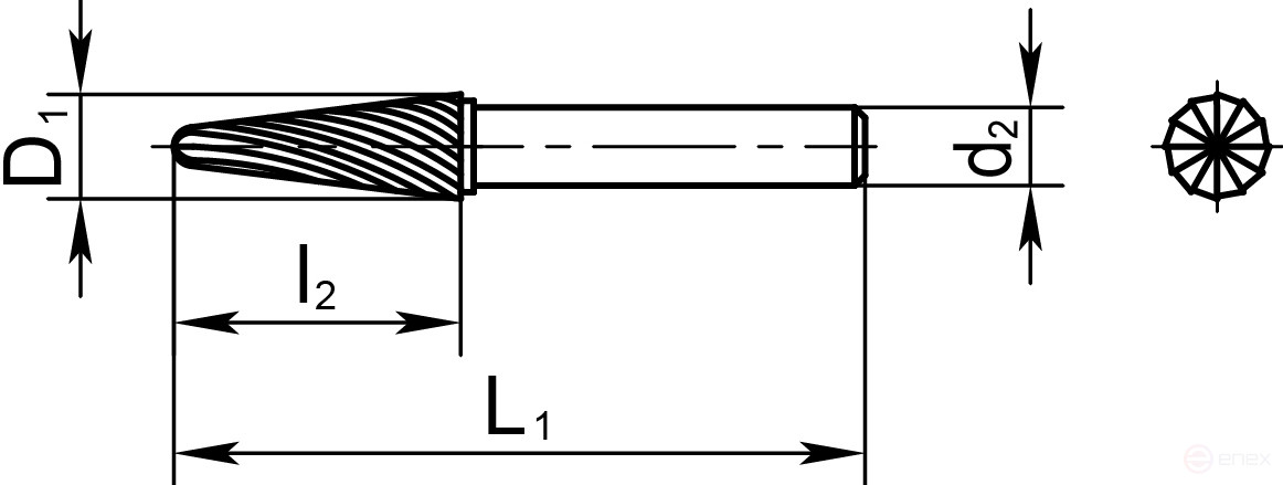 Борфреза твердосплавная L-16-30-FD-06-75