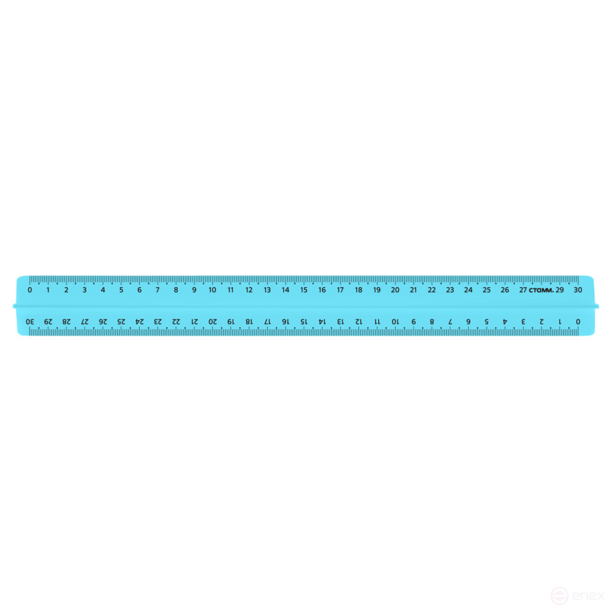 Линейка 30см СТАММ, пластиковая, с держателем, прозрачная, неоновые цвета, ассорти