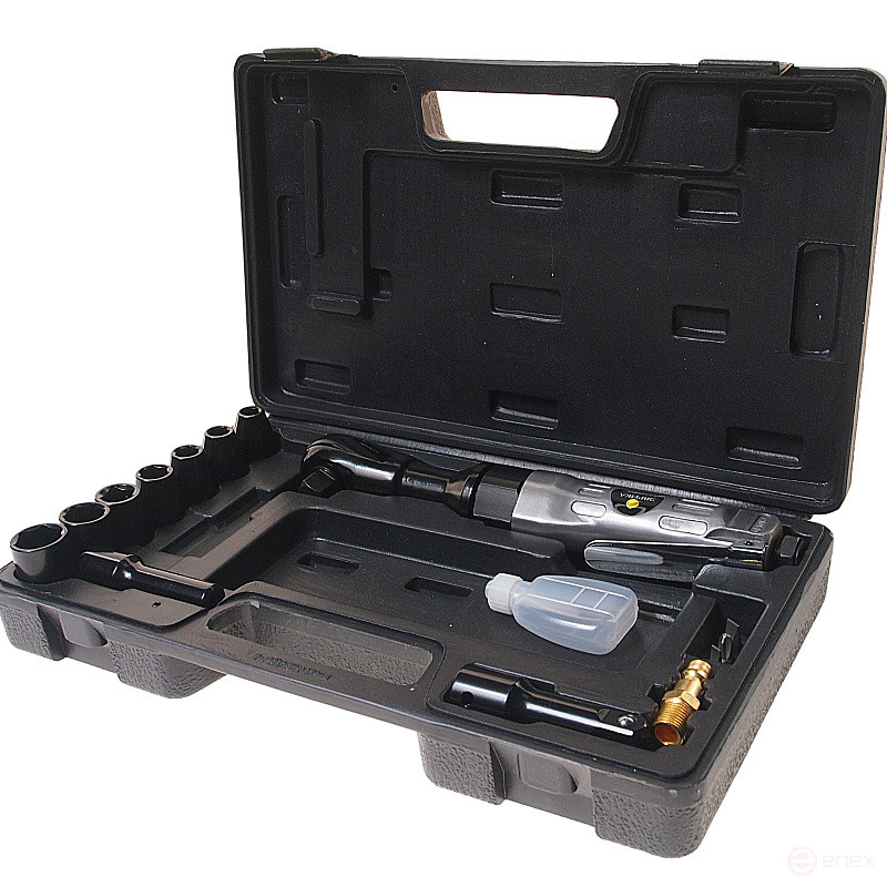 Пневмотрещотка ER-85220K 1/2", 68Нм с набором ударных головок 17 предметов (9-19мм), в кейсе ЭВРИКА /1/4